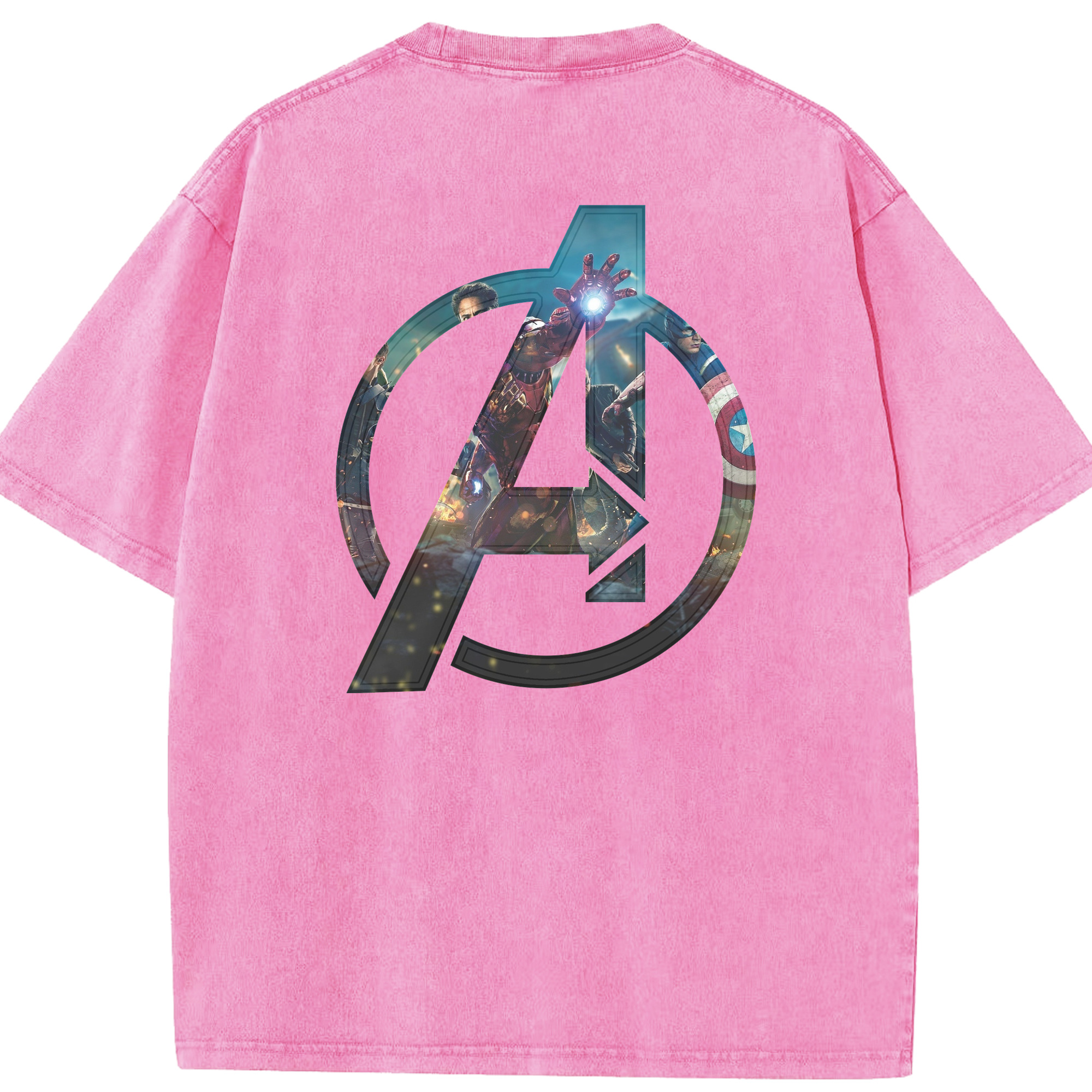 （画像用） アベンジャーズ The Avengers 綿100% ヴィンテージ風 半袖Tシャツ（背面プリント）